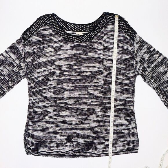 Eileen Fisher Organic Cotton Lightweight Woven Sweater Marled Black & White M - Picture 9 of 13